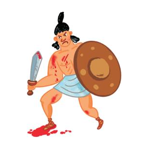 A gladiator with sword and shield