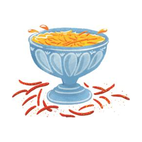 Saffron water in an antique bowl